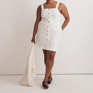Madewell Denim Square-Neck Sleeveless Mini Dress White Size 14/XL NWT